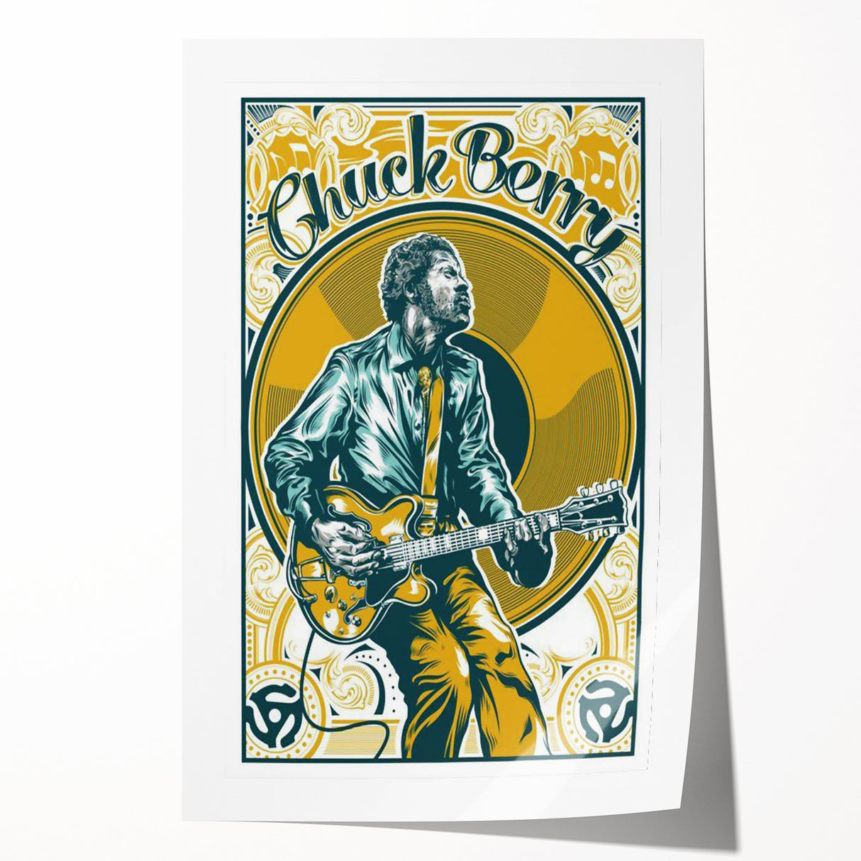 Chuck Berry Vintage Guitar Poster | Retro Music Wall Art