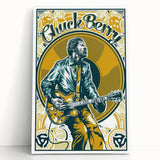 Chuck Berry Vintage Guitar Poster | Retro Music Wall Art