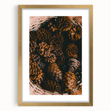 Extra large abstract art print with textured design in gold and brown tones, framed with a mat.
