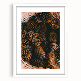Abstract art print featuring autumnal colors on a white framed canvas, ideal for dining room or bedroom decor.