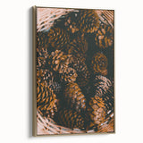 Framed canvas wall art depicting a vintage landscape scene in muted gold and black tones, ideal for bedroom decor.