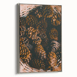 Framed canvas depicting a fall landscape with vibrant oranges and yellows, ideal for living room decor.