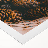 Art deco poster featuring autumnal trees in orange and yellow hues on a rolled canvas, suitable for dining room decor.