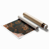 Extra large rolled print featuring a floral art design in autumn hues.