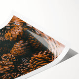 Extra large wall art featuring line art flowers in muted autumnal tones on a rolled canvas.