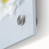 Large abstract wall art on acrylic glass featuring soft pastel hues and mid-century modernist design.