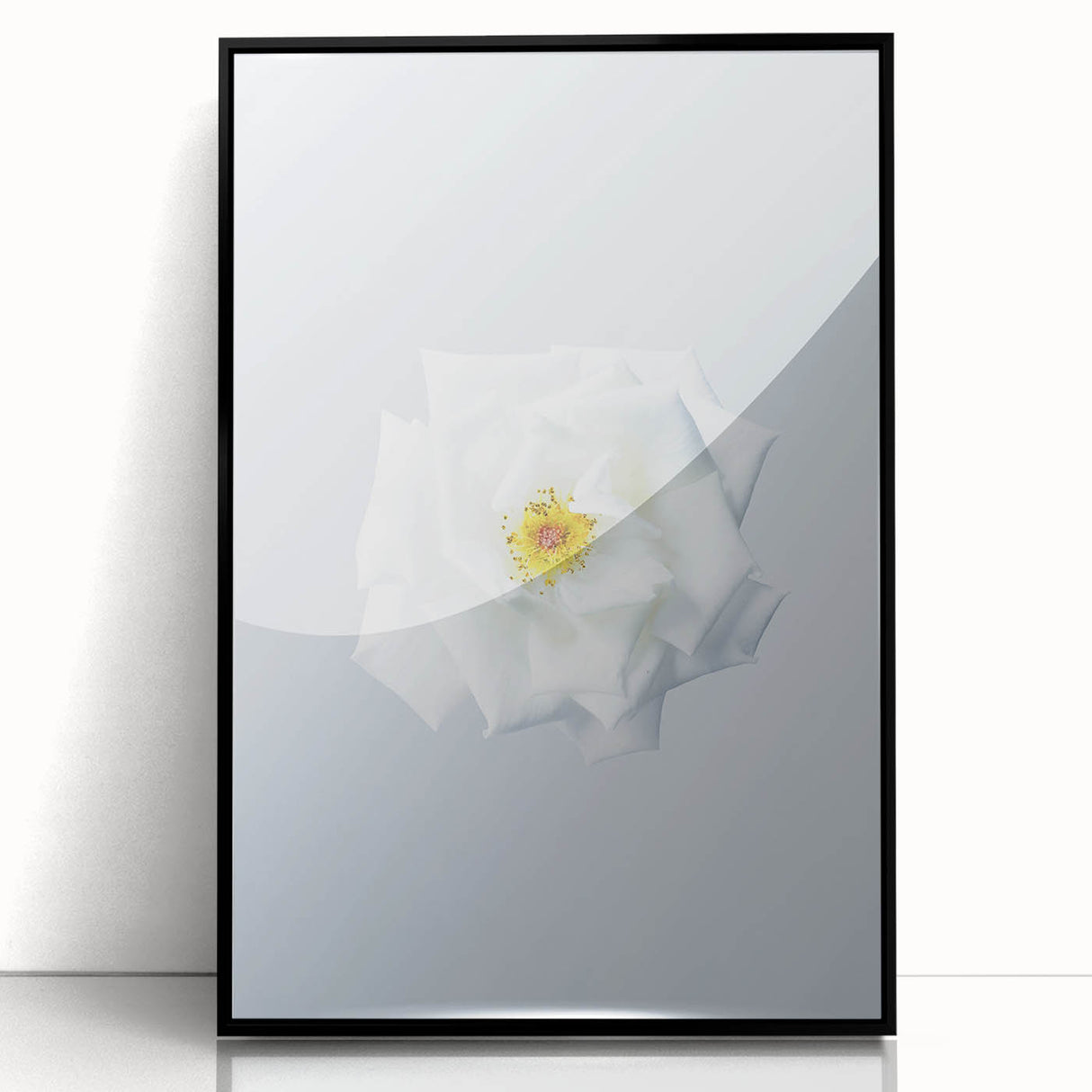 Large abstract wall art featuring mid-century modernist style with vibrant spring colors on black framed acrylic.