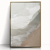 Large art print of a mid-century modernist summer scene on acrylic, framed in gold, ideal for modern art wall decor.