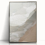 Mid-century modernist art depicting summer season in pastel shades, acrylic print in silver frame.