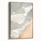 Framed canvas featuring a vintage poster of a summer landscape in muted gold and black tones, ideal for bedroom wall art.