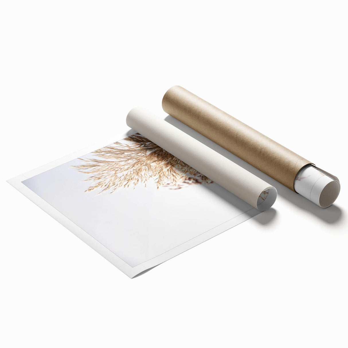 Extra large rolled canvas print featuring muted pastel floral art.