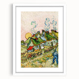 Textured abstract art print in blue and yellow tones on a white framed canvas, suitable for bedroom decor.