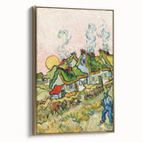 Vincent van Gogh landscape painting on framed canvas, featuring muted earth tones, ideal for bedroom wall art.