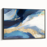 Framed canvas wall art showcasing abstract black strokes on a textured surface, ideal for modern home decor. Side view reveals sleek design and elegant finish.
