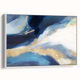 Framed wall art showcasing abstract strokes in a modern design, featuring a white background and elegant, colorful brushwork, perfect for contemporary home decor.