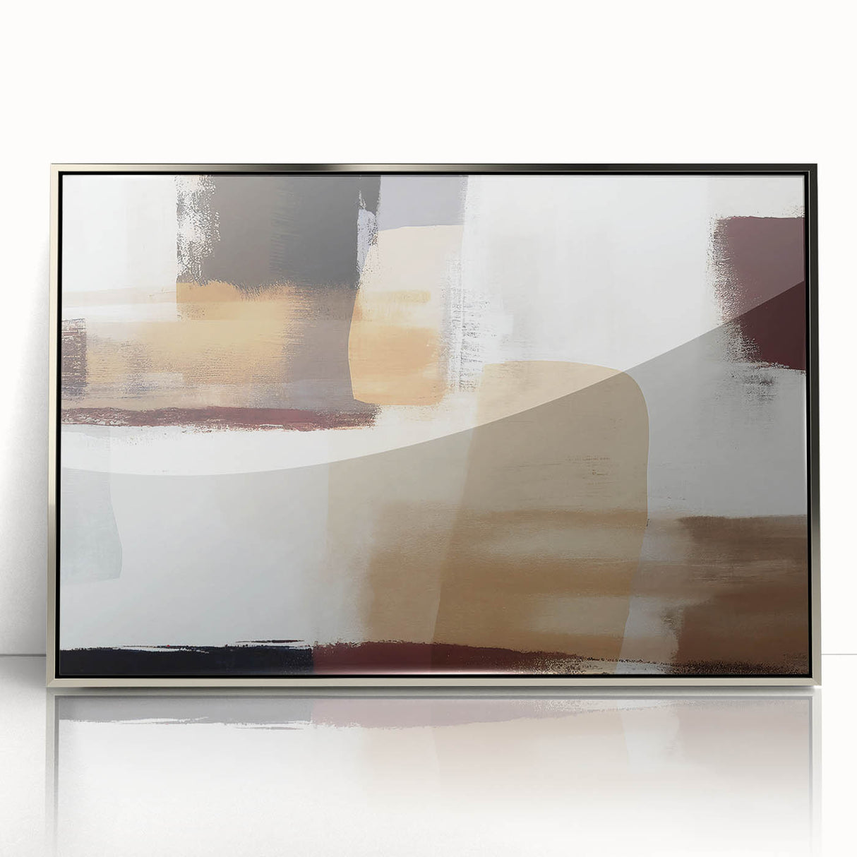 Framed acrylic wall art featuring abstract strokes in silver tones, showcasing a modern design ideal for contemporary home decor. Perfect for adding elegance to any space.