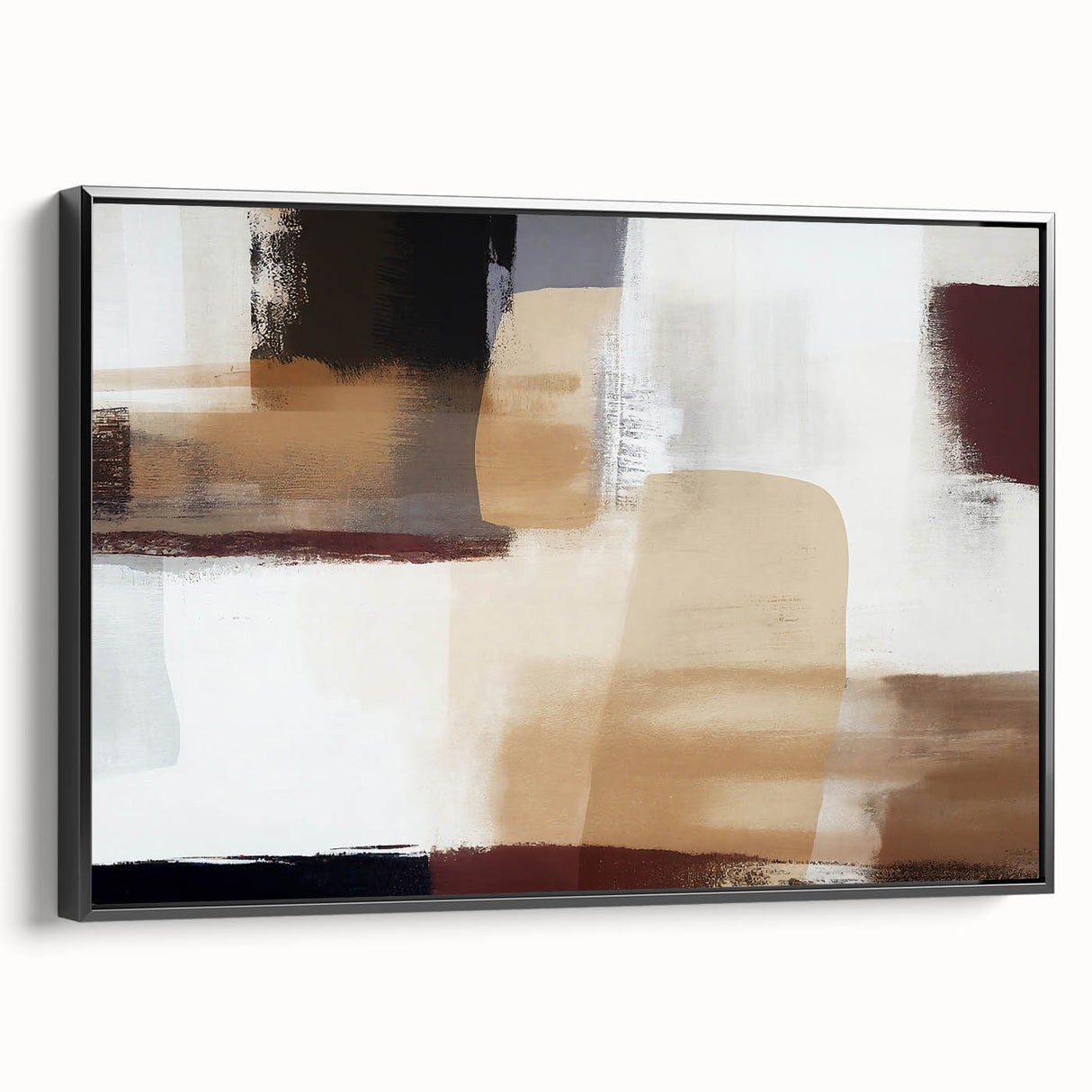 Framed abstract strokes wall art on a black canvas, showcasing elegant brushwork and artistic flair, perfect for contemporary home decor.