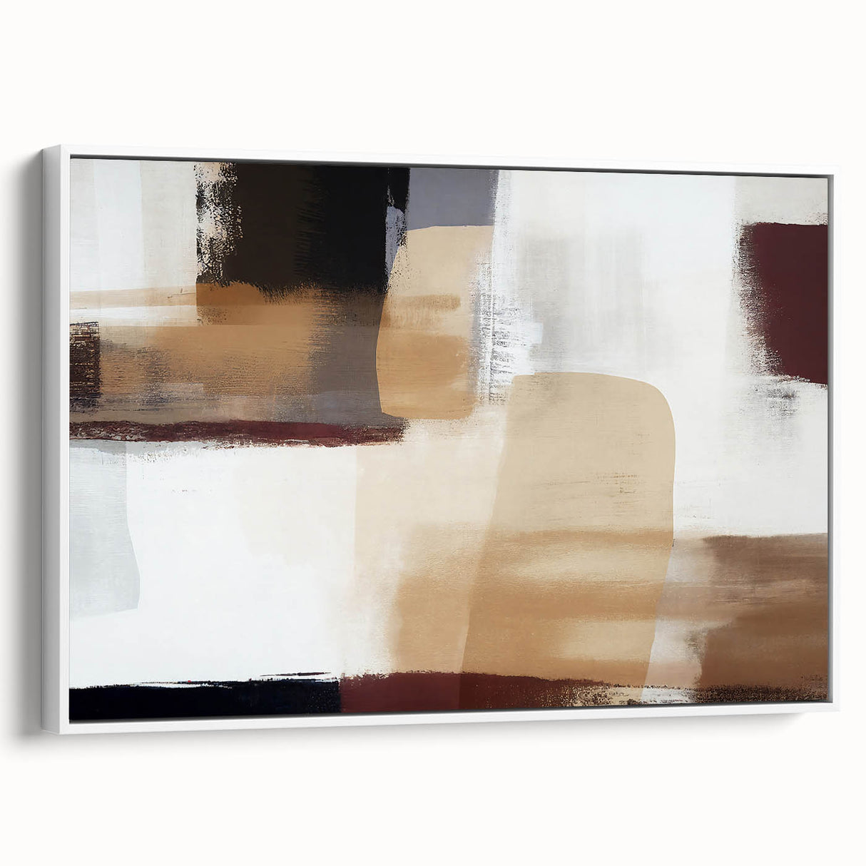 Framed canvas wall art showcasing abstract strokes in shades of white and gray, highlighting modern design aesthetics for contemporary home decor.