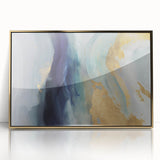 Framed abstract wall art featuring dynamic gold strokes on a textured background, perfect for modern decor, enhancing living spaces with elegance.