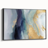 Framed canvas wall art showcasing abstract black strokes on a textured background, viewed from the side, perfect for modern home decor. Ideal for enhancing artistic interiors.