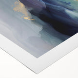 Abstract wall art on rolled canvas showcasing vibrant strokes in shades of blue, orange, and yellow, ideal for modern home decor. Perfect for enhancing living spaces.