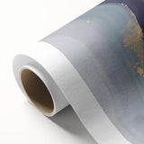 Abstract wall art on rolled canvas showcasing vibrant multicolored strokes in shades of blue, orange, and yellow, ideal for modern home decor.