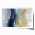 Abstract wall art print featuring vibrant strokes in shades of blue, orange, and yellow, showcasing a modern artistic style, rolled for easy display and shipping.
