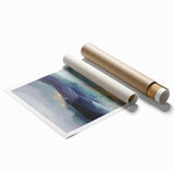 Abstract wall art print featuring vibrant strokes in shades of blue, orange, and yellow, designed for modern decor. Perfect for enhancing living spaces.