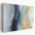 Abstract strokes wall art on a stretched canvas, showcasing vibrant colors and fluid designs, perfect for modern home decor, side view highlighting depth.