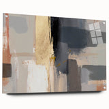 Abstract wall art design showcasing vibrant strokes in a side view on acrylic glass, mounted with pins. Perfect for modern home decor and artistic expression.