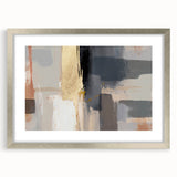 Abstract wall art featuring colorful strokes in a silver frame with a white mat, ideal for modern home decor. Perfect for adding a vibrant touch to living spaces.