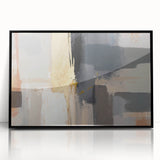 Framed abstract wall art featuring bold black and white strokes on acrylic, perfect for modern home decor. Adds a touch of elegance to any room setting.