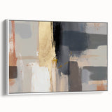 Framed canvas wall art showcasing abstract strokes in white, with textured details and an elegant side view, perfect for modern home decor.