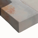 Colorful abstract strokes on stretched canvas wall art, showcasing vibrant hues of blue, orange, and yellow, perfect for modern home decor.