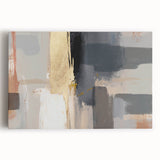 Abstract strokes in vibrant colors adorn a stretched canvas wall art piece, showcasing a modern design perfect for contemporary decor. Ideal for adding energy and creativity to any space.