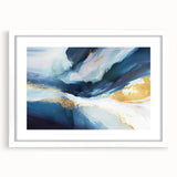 Abstract strokes wall art framed with a white mat, showcasing vibrant colors and dynamic patterns, perfect for modern home decor and artistic expression.