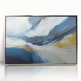 Framed acrylic wall art featuring abstract silver strokes on a sleek white background, perfect for modern home decor. Ideal for adding contemporary elegance to any room.