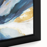 Close-up of framed abstract strokes wall art on canvas, showcasing vibrant colors and dynamic brushwork, perfect for modern home decor.
