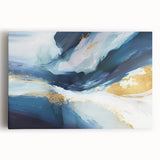Abstract strokes wall art on stretched canvas showcasing vibrant blue, pink, and gold hues, perfect for modern home decor. Ideal for enhancing living spaces with contemporary flair.