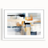Abstract wall art design featuring colorful strokes in a modern frame with a white mat, perfect for contemporary home decor or office spaces, evoking creativity and style.