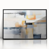 Framed abstract strokes wall art in black acrylic, showcasing dynamic brushwork and modern design, perfect for contemporary home decor accents.