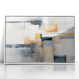 Framed acrylic wall art featuring abstract strokes in soft pastel colors, enhancing modern decor with a contemporary touch, perfect for home or office settings.