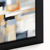 Close-up of a framed abstract strokes wall art piece showcasing vibrant colors and dynamic textures, perfect for modern home decor and artistic expression.