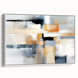 Framed canvas wall art featuring abstract strokes in soft pastel colors, elegantly displayed from the side, perfect for modern home decor and art enthusiasts.