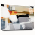 Abstract wall art featuring vibrant acrylic strokes displayed in a sleek glass frame, emphasizing modern design aesthetics with visible mounting pins. Ideal for contemporary home decor.