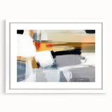 Abstract strokes wall art in a white frame with mat, showcasing vibrant colors and modern design, perfect for enhancing contemporary home decor.