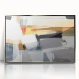 Framed abstract strokes wall art in silver acrylic, showcasing fluid shapes and dynamic lines, perfect for modern home decor and artistic expression.