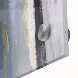 Close-up of abstract strokes wall art on acrylic glass, showcasing vibrant colors like blue, pink, and gold, perfect for modern home decor. Ideal for enhancing artistic ambiance.