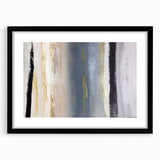 Abstract strokes wall art framed in black, featuring dynamic colors and textures. Ideal for modern decor, enhancing living spaces with artistic flair.