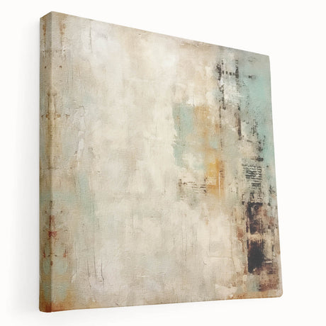 Abstract wall art canvas featuring vibrant multicolored strokes in a contemporary design, showcased from a side view to highlight its stretched edges. Ideal for modern decor.